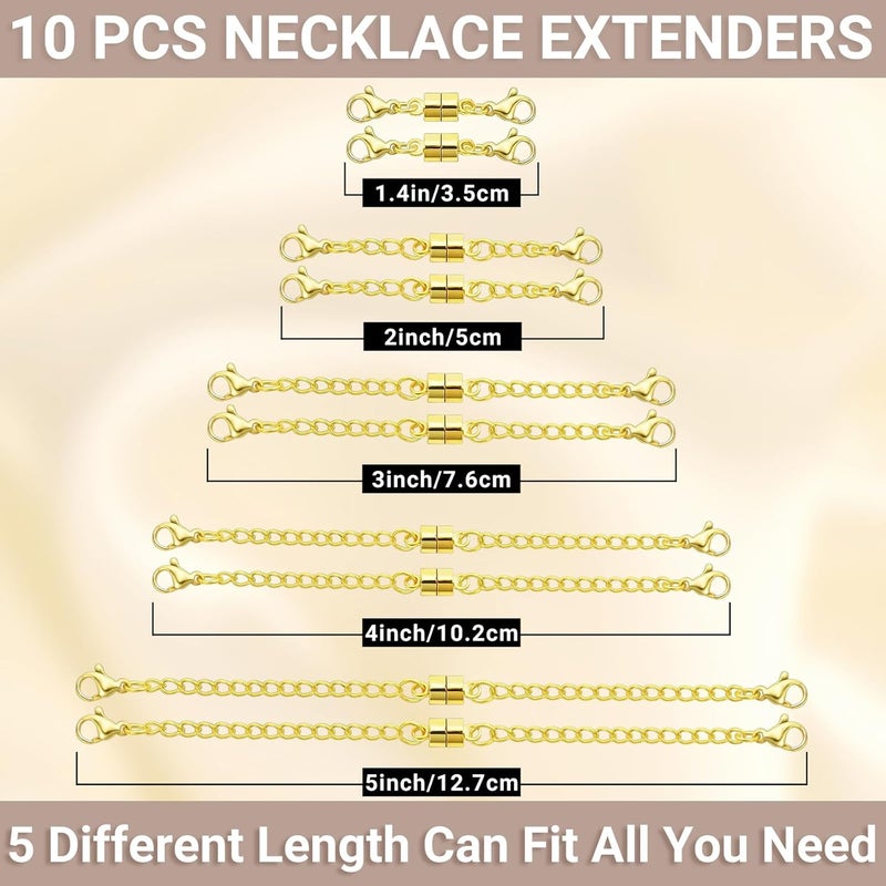 MKCYD Necklace Extender with Magnetic Clasps, Gold Magnetic Necklace Clasps and Closures with Necklace Extenders for Women - Image 2